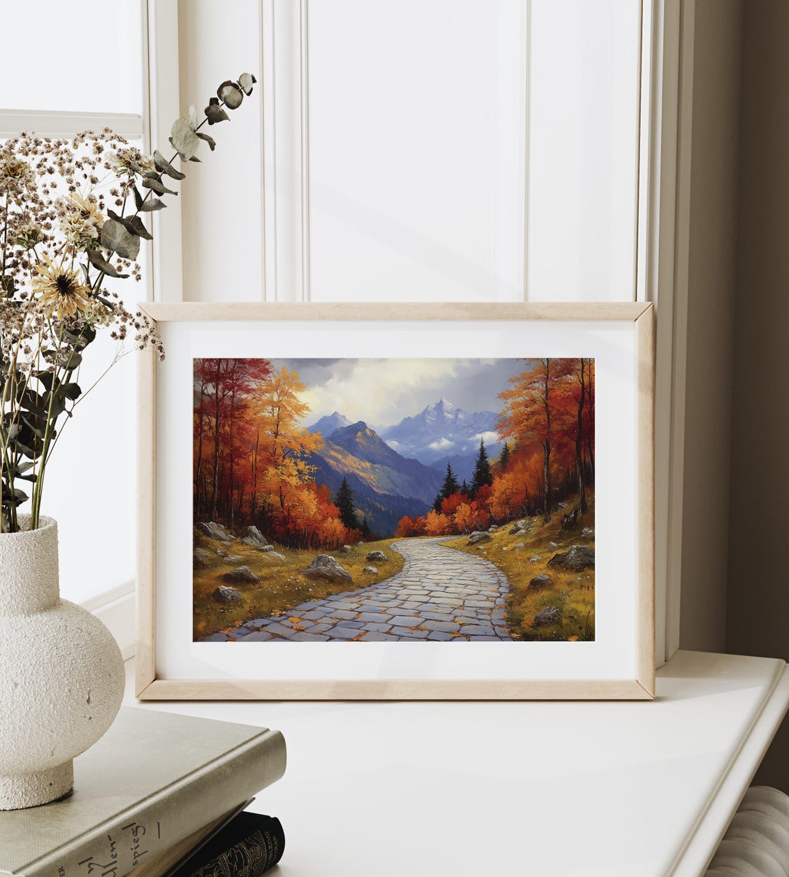 Cobblestone Trail Autumn Rocks Forest Mountain Oil Painting Poster - Image 6