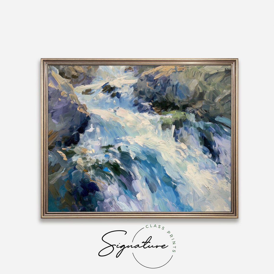 Cascading Mountain Waterfall Painting Dynamic Water Flow Art Nature Landscape Art Tranquil And Serene Wall Decor 828 - Image 4