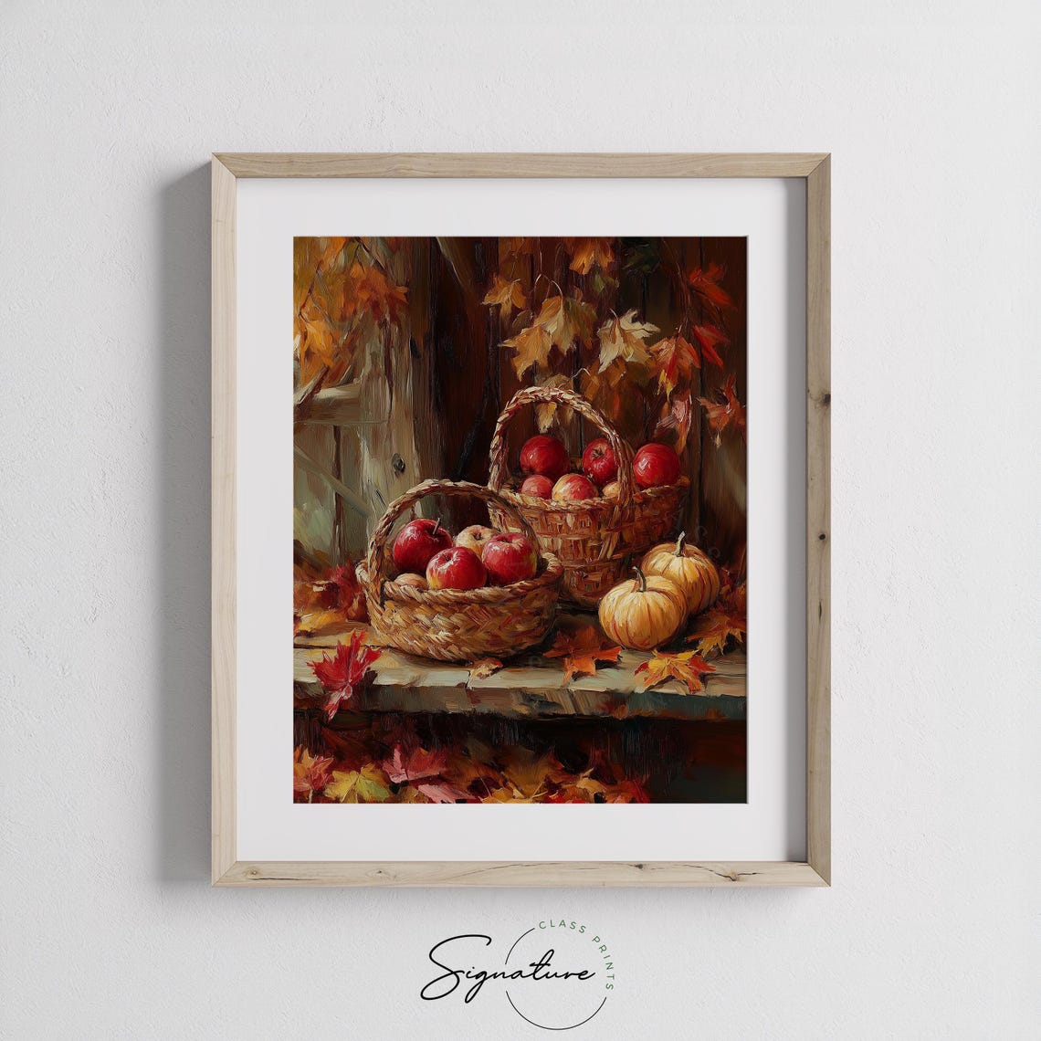 Harvest Baskets Red Apples Mini Pumpkins Fall Still Life Poster - Image 3