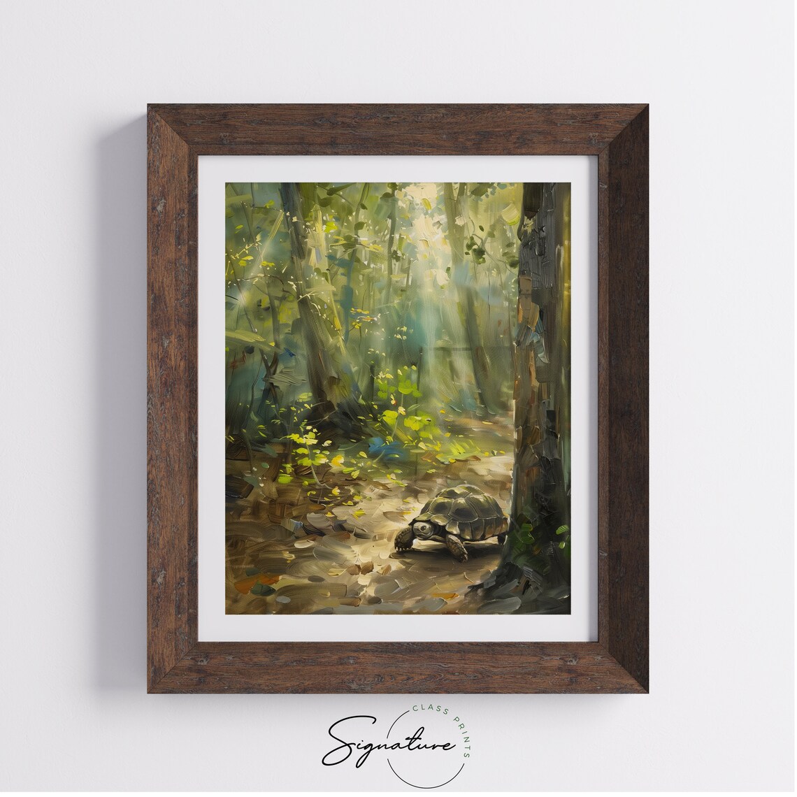 Sunlit Solitude Tortoise Forest Sanctuary Art Print - Image 4