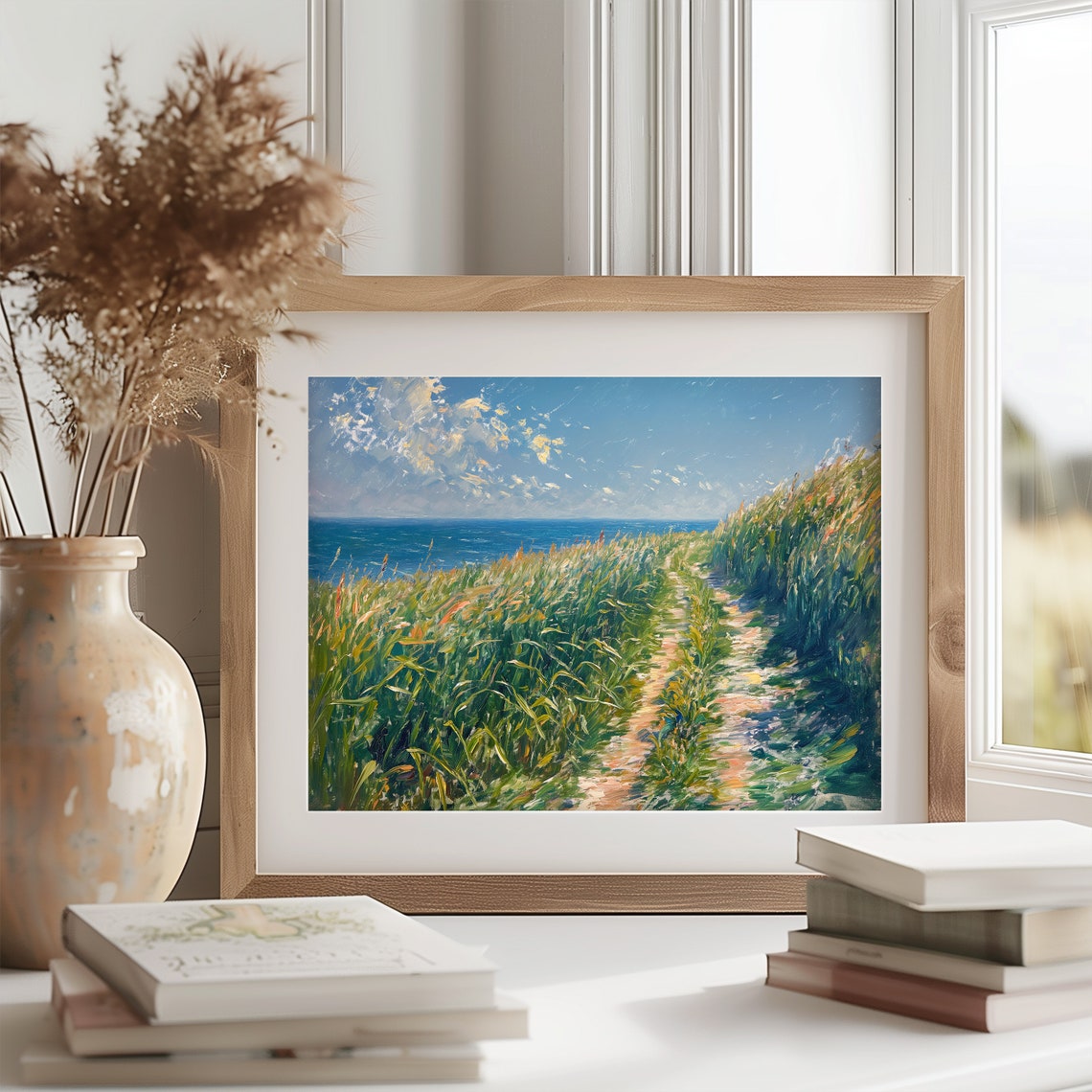 Grassy Dune Path to the Sea Impressionist Coastal Landscape Poster - Image 2