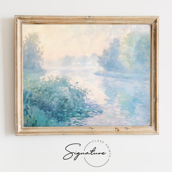 Seine Near Giverny Painting Tranquil River Scene Art Vintage Style Wall Art Waterscape Wall Decor Impressionist River Art 911