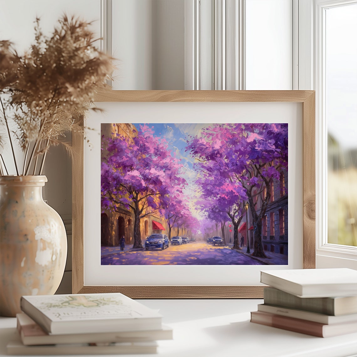 Blooming Jacaranda Trees On European Street Spring City Poster - Image 2