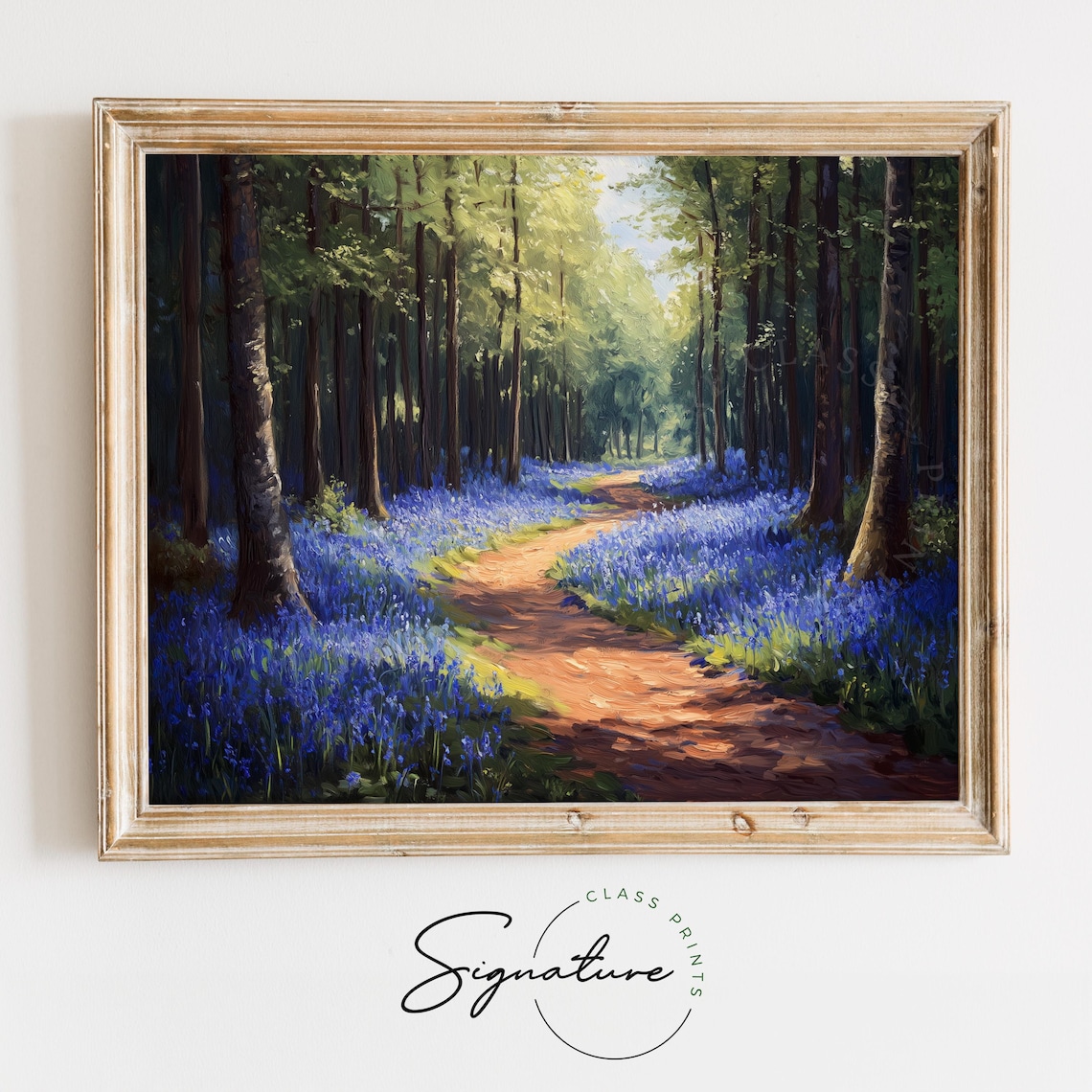 Autumn Bluebell Forest Path Earthy Moody Woodland Walk Art Poster
