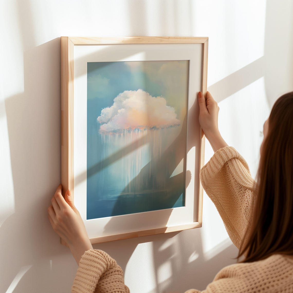 Dreamy Pastel Cloud Reflection Serene Blue Abstract Wall Art - Image 7