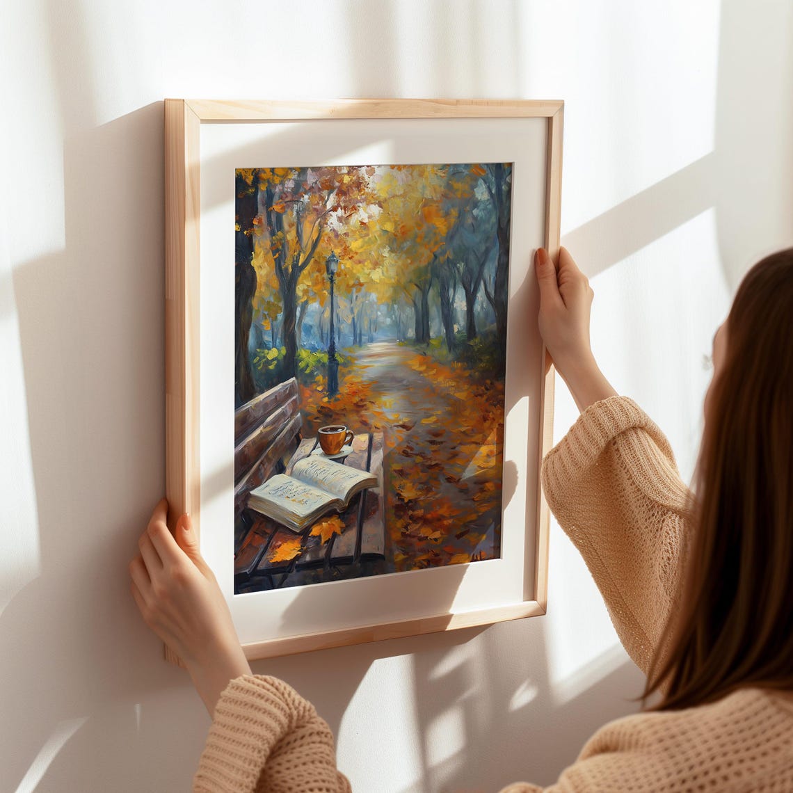 Autumn Park Bench With an Open Book and Coffee Cup Fall Poster - Image 6