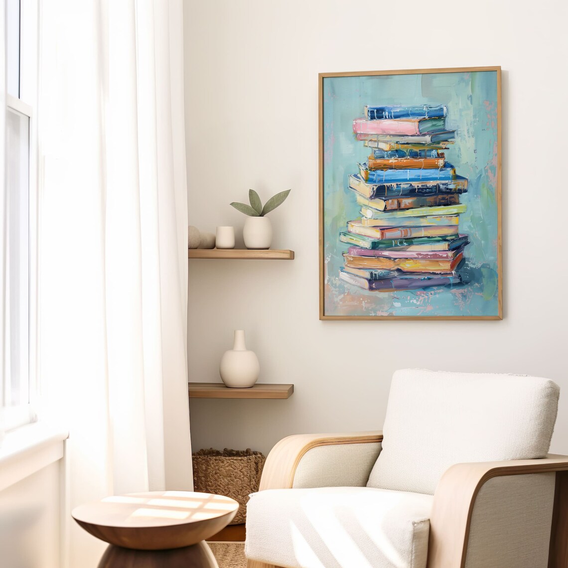 Book Lover Art Print, Modern Bookshelf Decor - Image 2