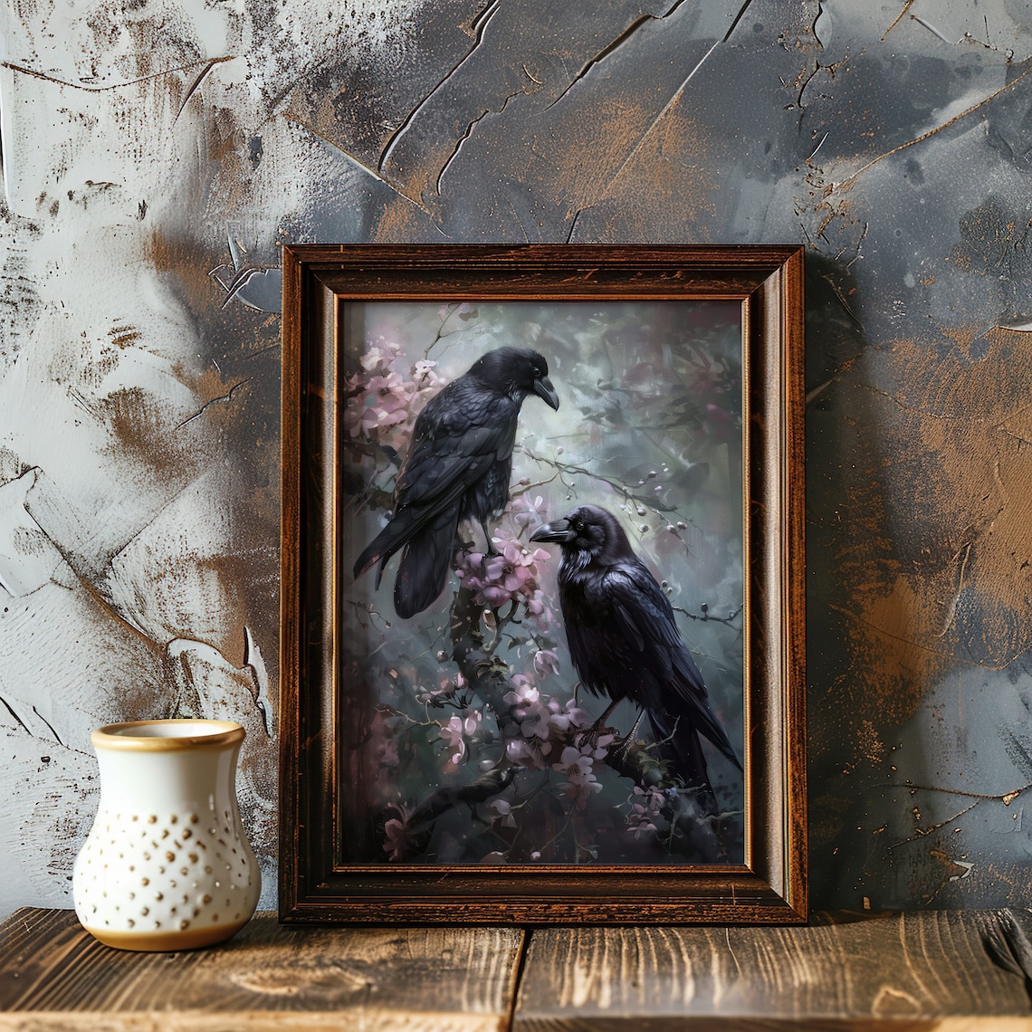 Victorian Gothic Raven Art Print, Dark Floral Decor - Image 4