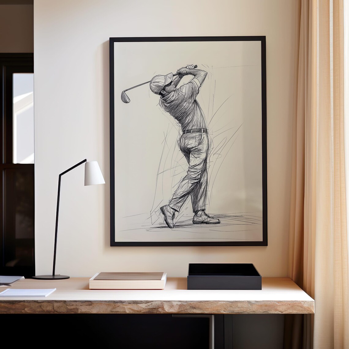 Minimalist Golfer Sketch Art Print Golf Lover Wall Decor Golf Art Modern Golfing Decor - Image 4