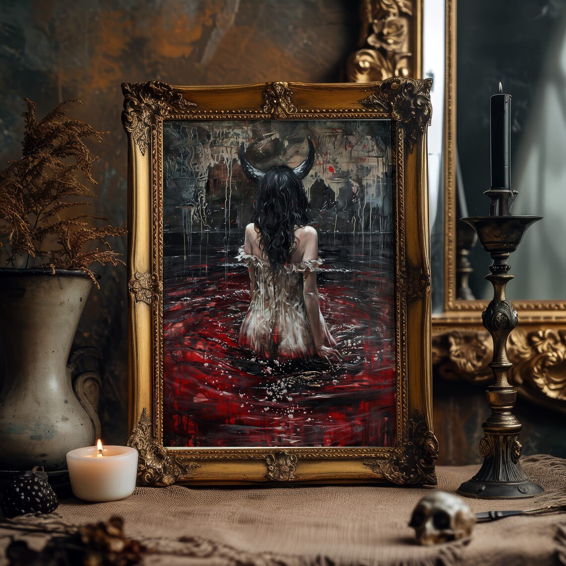 Demon Woman Gothic Art Print, Dark Academia - Image 4