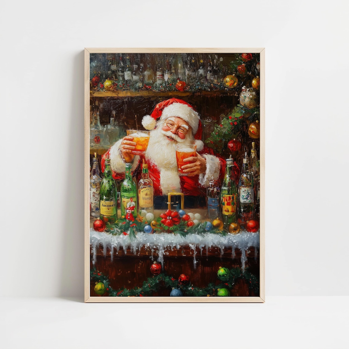 Funny Santa Claus Bar Art Christmas Poster - Image 8