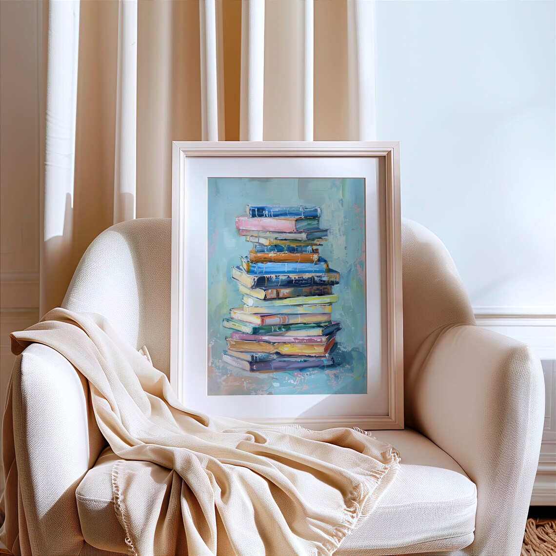 Book Lover Art Print, Modern Bookshelf Decor - Image 3