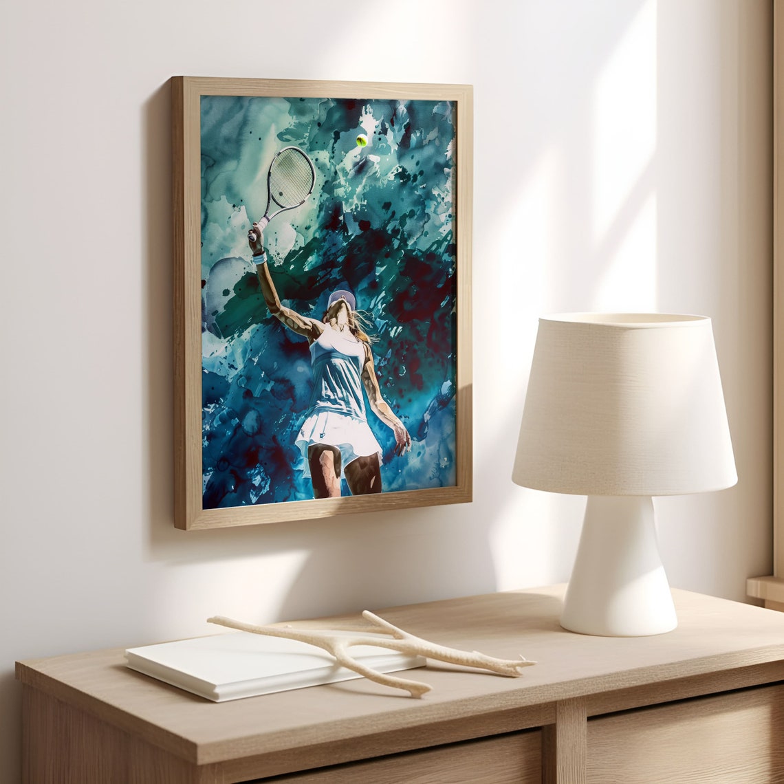 Girl Tennis Player Watercolor Art Female Tennis Print Sports Wall Art For Home Decor Printable Wall Art - Image 8