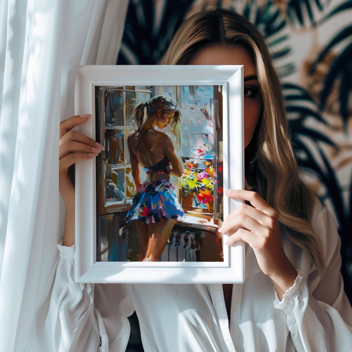 Artistic Woman By Window Impressionist Print Bright And Colorful Wall Art - Image 4