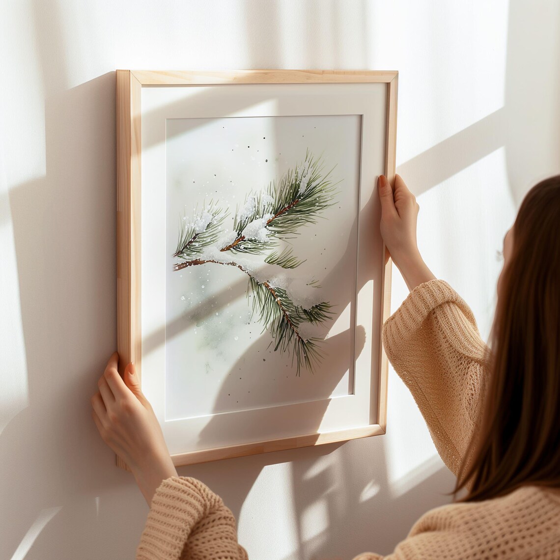Snowy Pine Branch Minimalist Christmas Art Print - Image 5