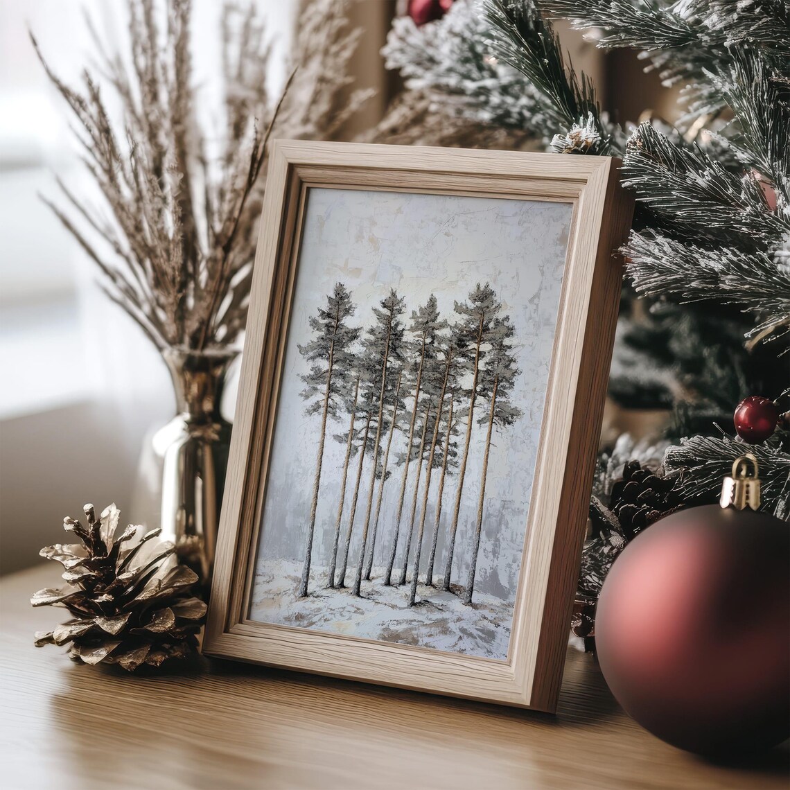 Winter Pine Trees Minimalist Forest Art Print - Image 5
