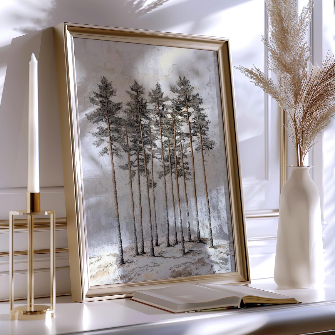 Winter Pine Trees Minimalist Forest Art Print - Image 2