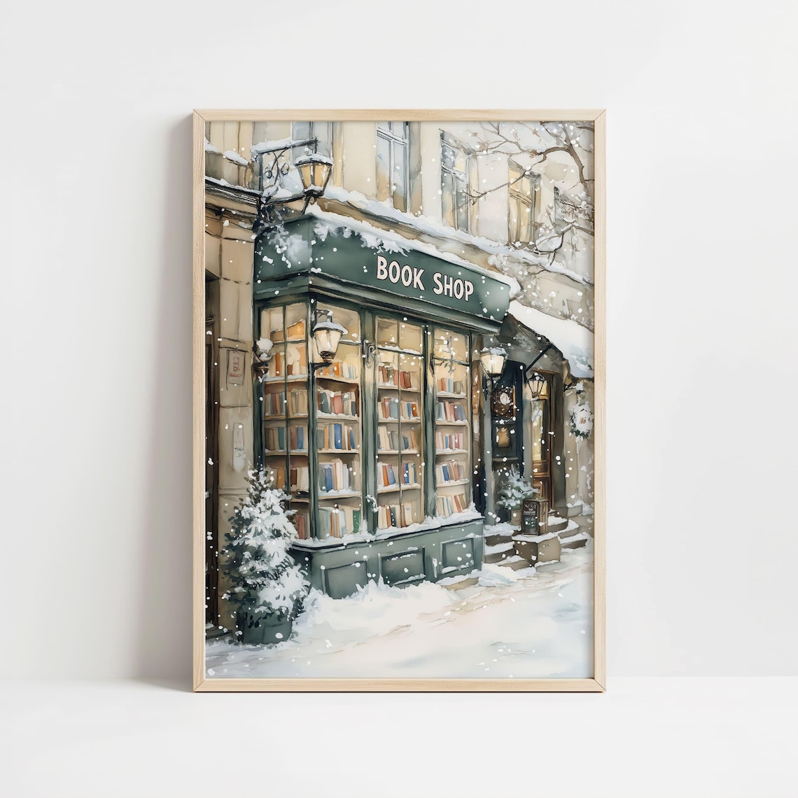 Winter Book Shop New York Art Print, Bookish Christmas Decor - Image 8