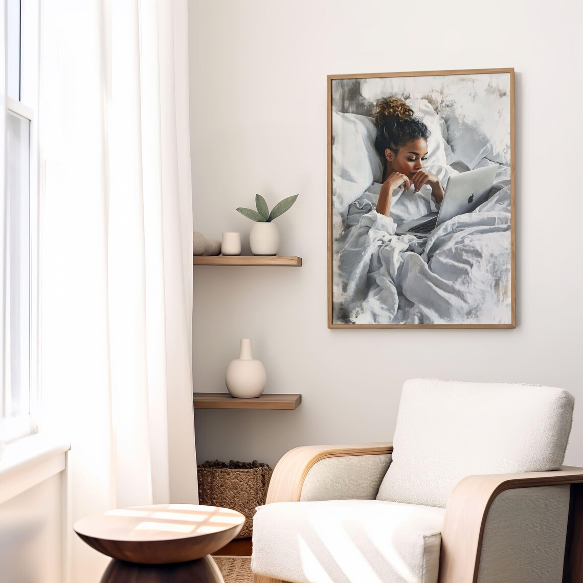 African American Woman In Bed Art Print, Cozy Decor - Image 7