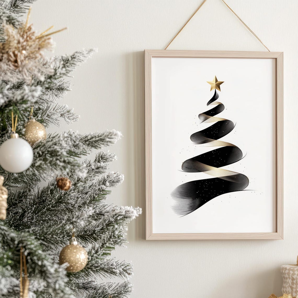 Minimalist Black and Gold Christmas Tree Star Modern Holiday Poster - Image 7
