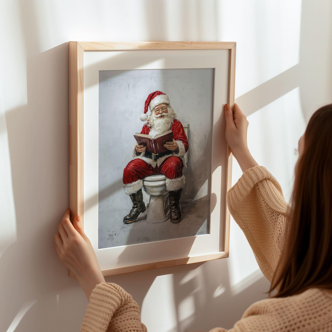Funny Santa Bathroom Art, Humorous Christmas Print - Image 4
