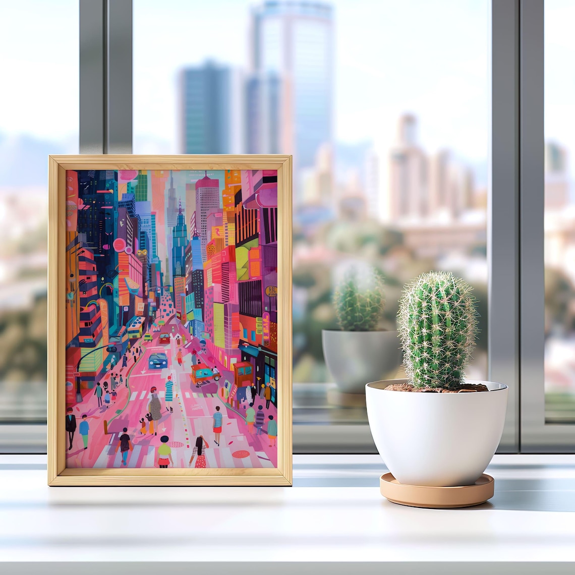 Vibrant Cityscape Art Print, Modern Urban Street - Image 6