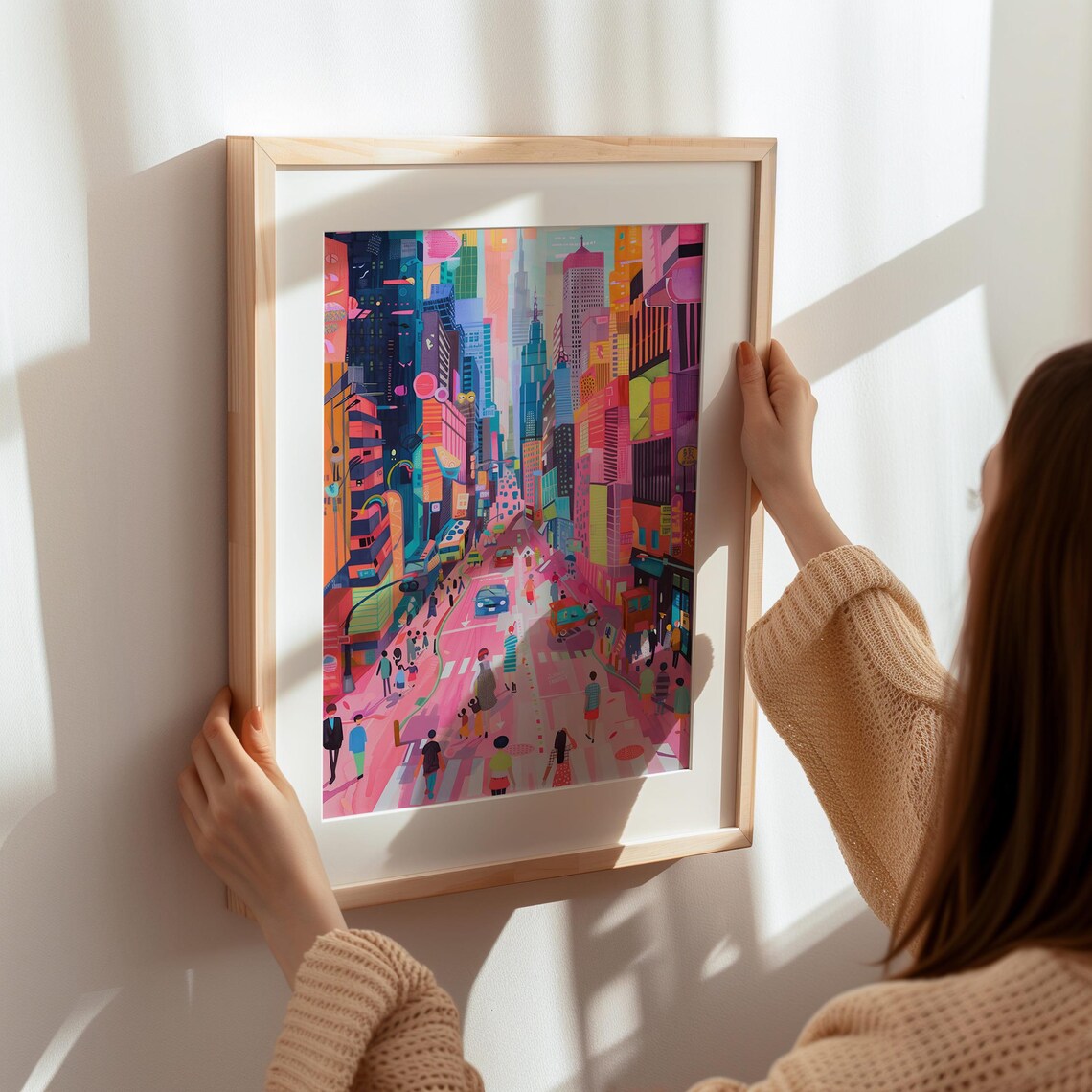 Vibrant Cityscape Art Print, Modern Urban Street - Image 8