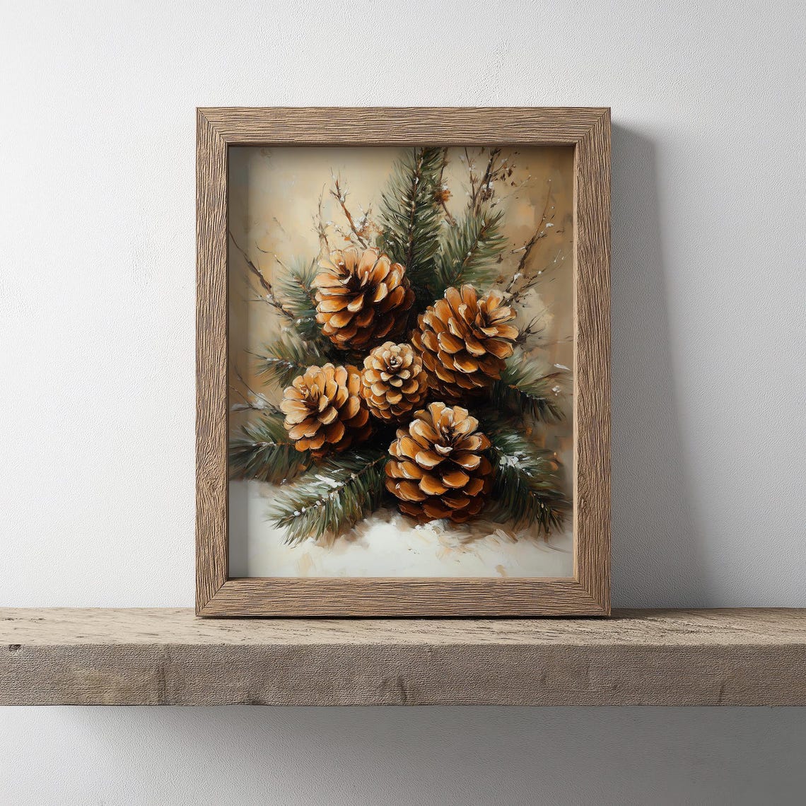Rustic Pine Cones And Snowy Evergreen Branches Winter Poster - Image 4