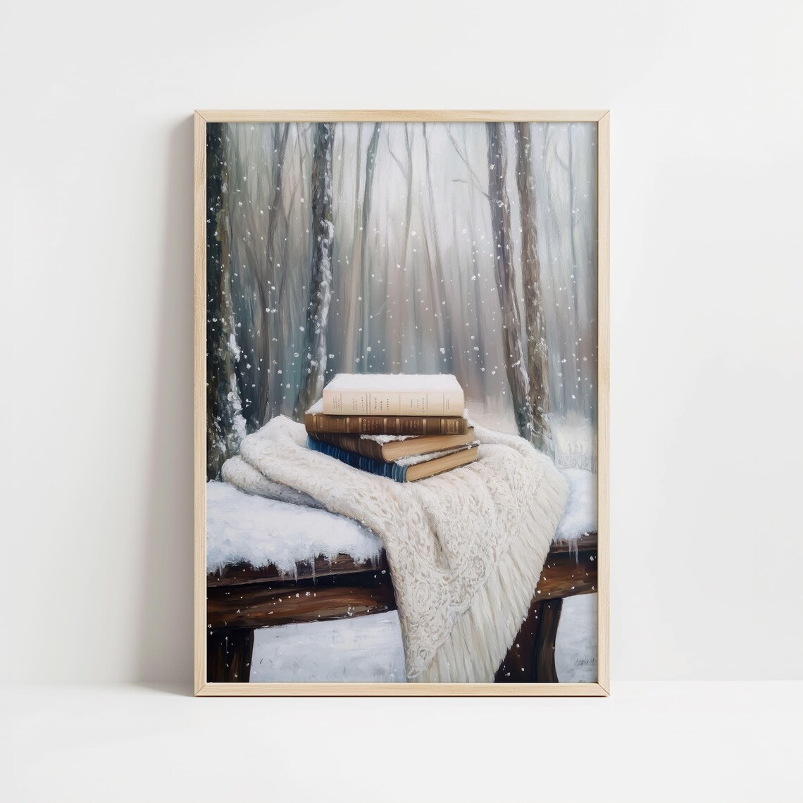 Bookish Winter Art Print, Winter Reading Nook - Image 8