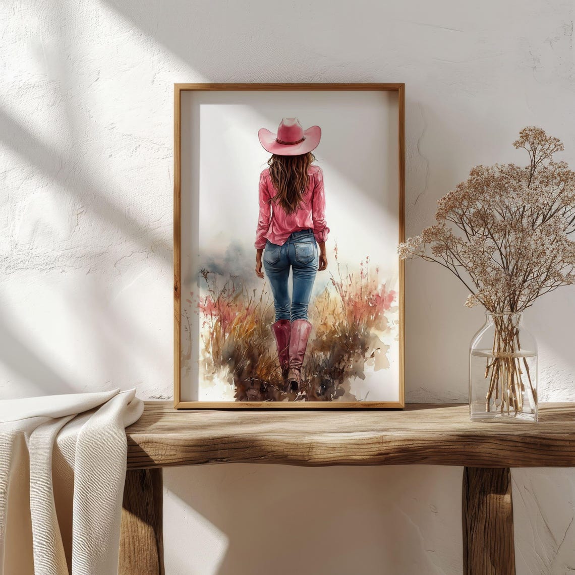 Cowgirl Wall Art Pink Western Decor Female Cowboy Print Rustic Farmhouse Decor Cowgirl Country Home Decor - Image 3