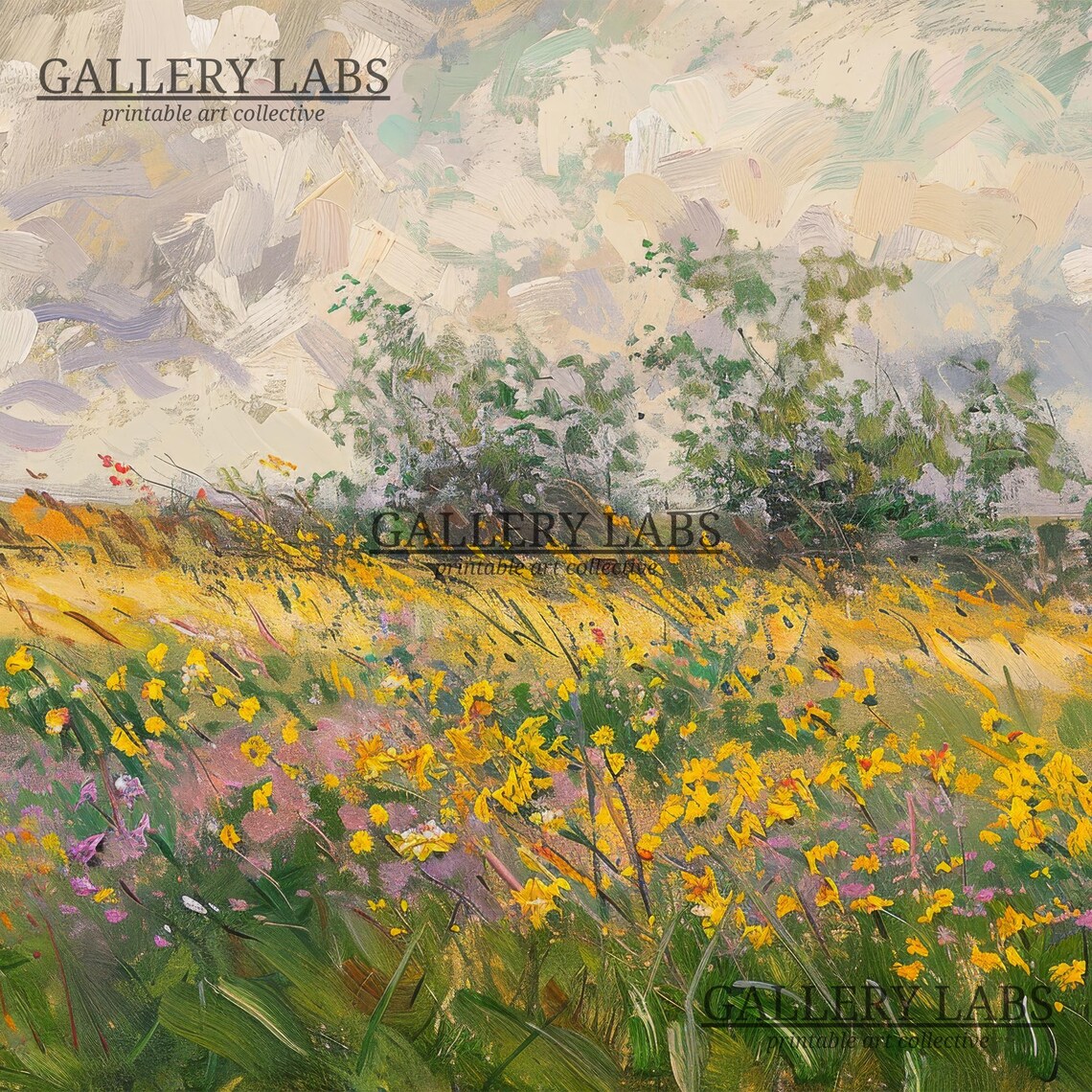 Wildflower Meadow Yellow Pink Blooms Impressionist Summer Wall Art Print - Image 4