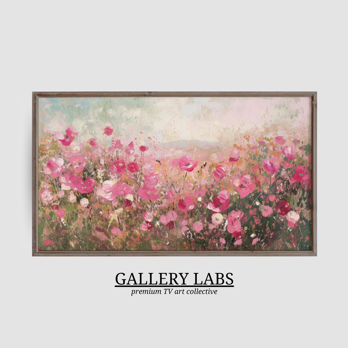 Blush Pink Wildflower Field Full Bloom Painterly Floral Wall Art - Image 3