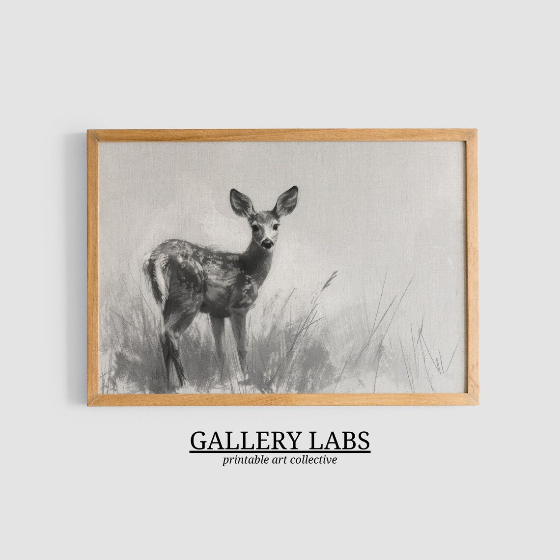 Vintage Deer Pencil Sketch Woodland Animal Neutral Nursery Wall Art Print - Image 3