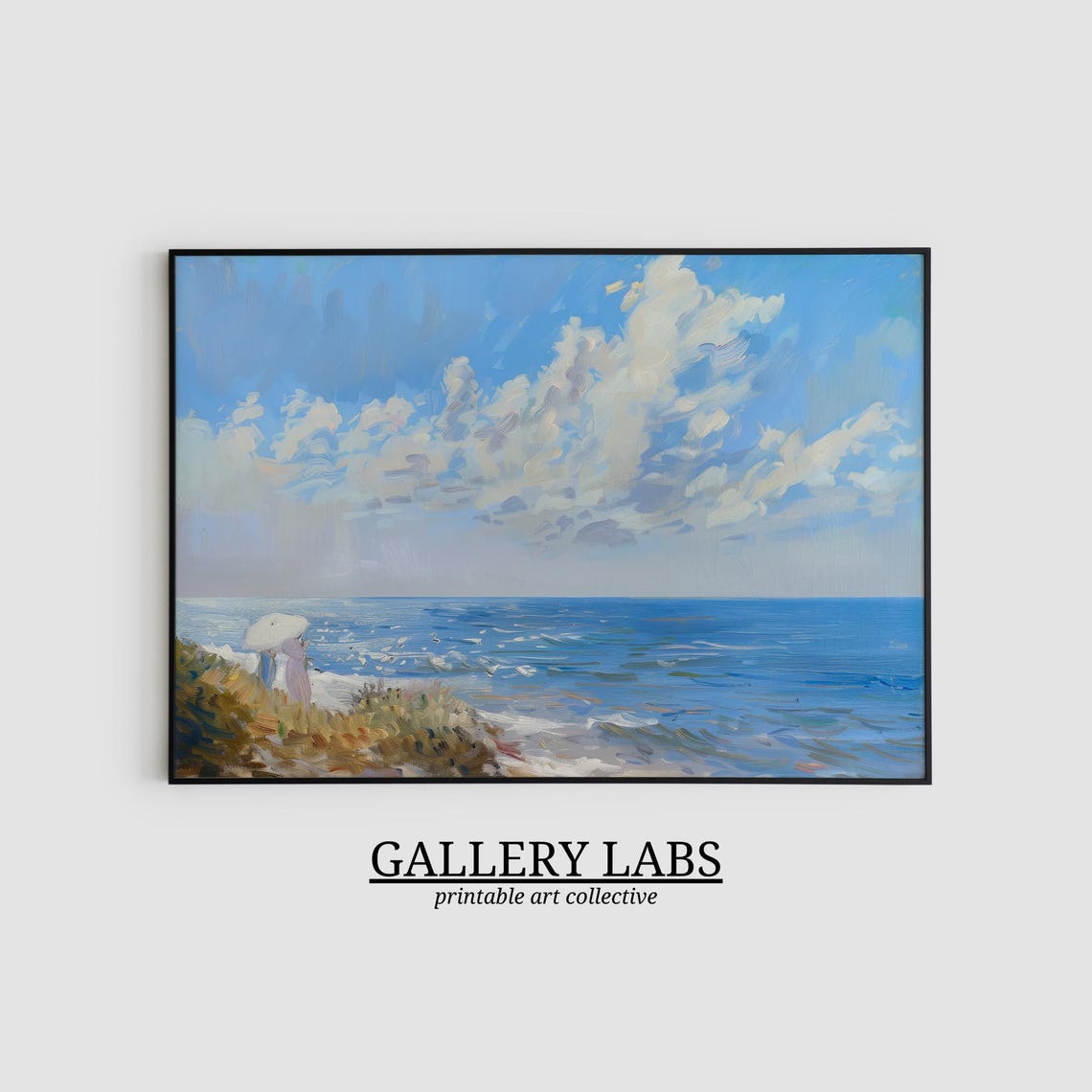Vintage Blue Ocean Seascape Weathered Coastal Waves Art Print - Image 2