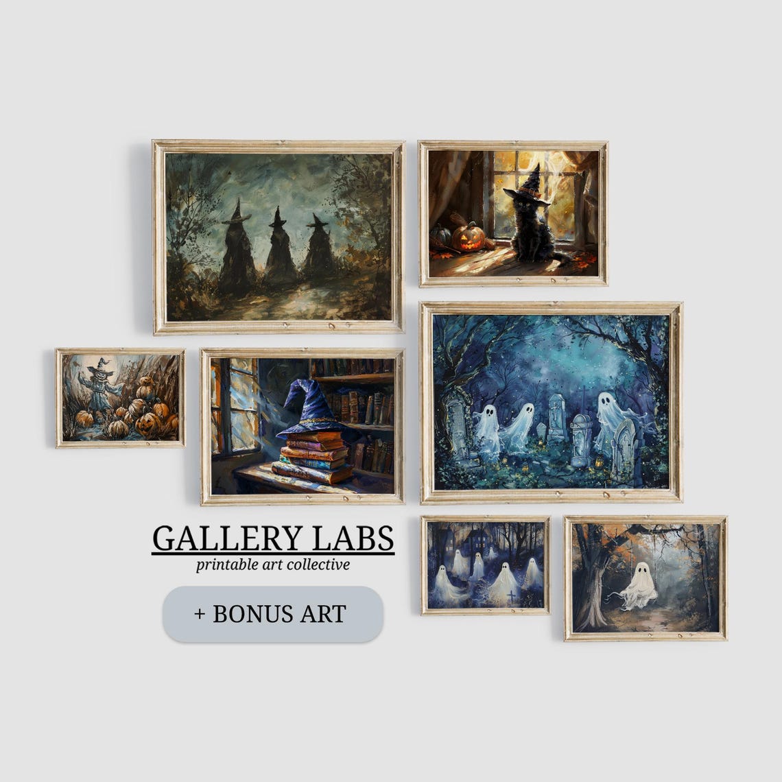 Halloween Art Print Bundle Spooky Gallery Wall Dark Academia Set Print