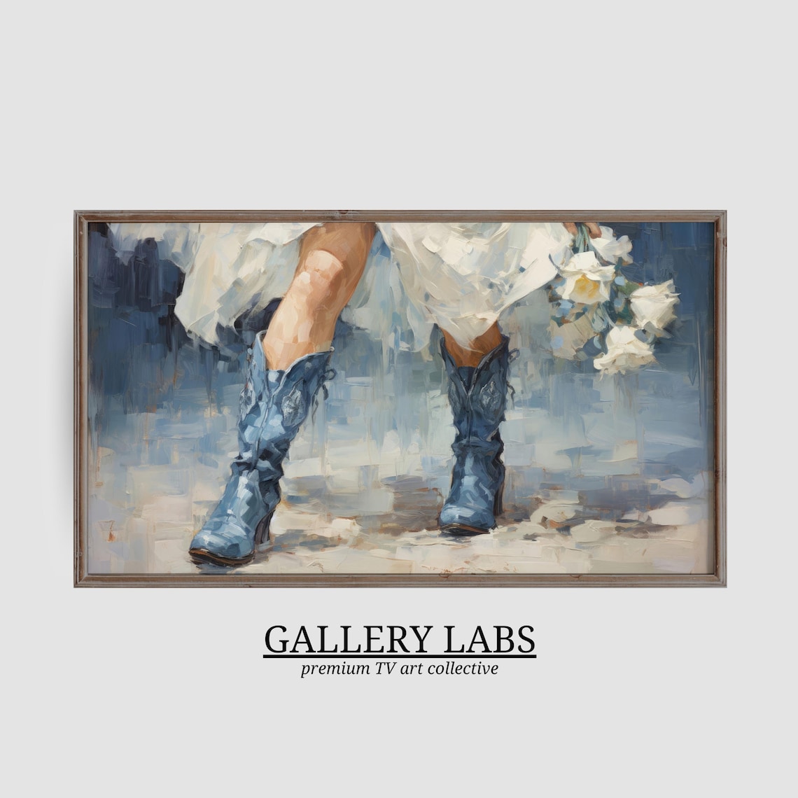 Girly Western Frame Tv Art Cowgirl Decor Retro Apartment Painting Dorm Room Decor Western Boots Tv Art Tv Art - Image 3