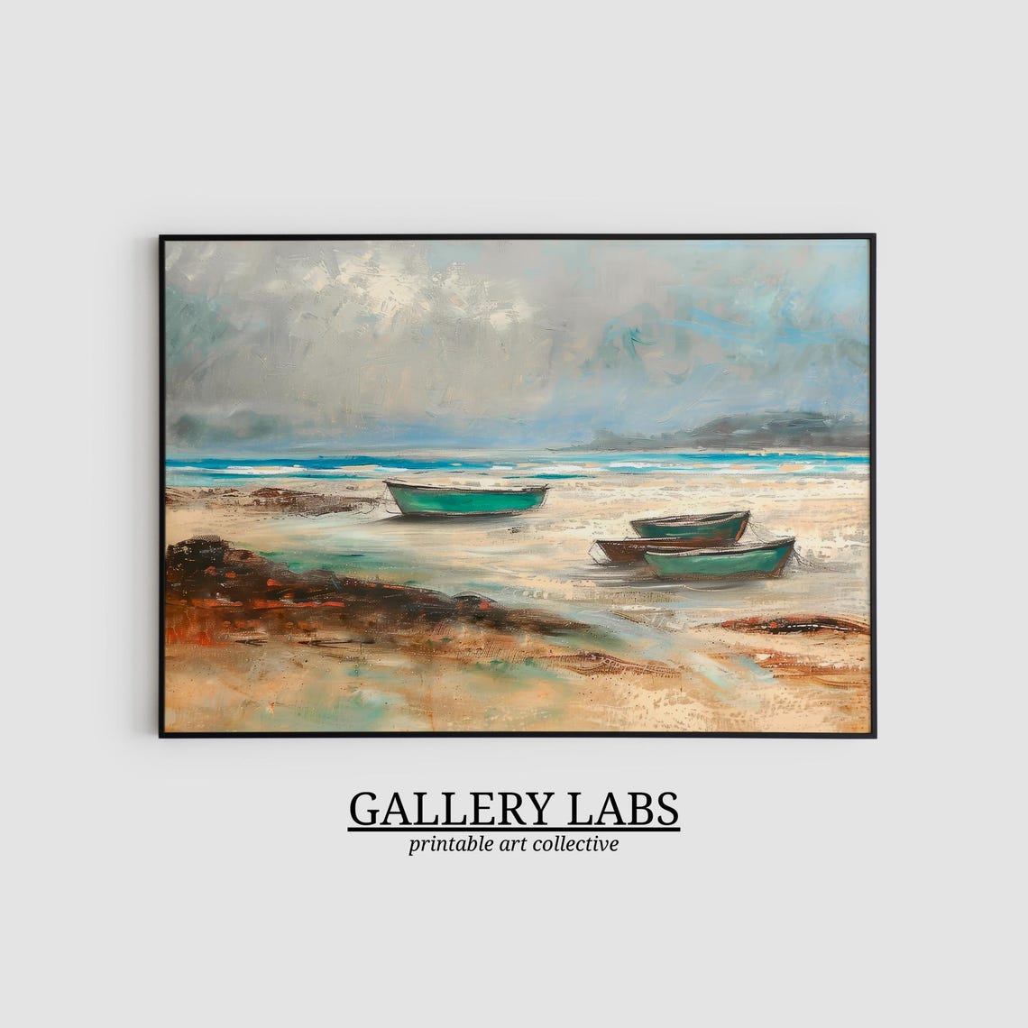 Vintage Nautical Ocean Horizon Calm Coastal Scene Wall Art Print - Image 2