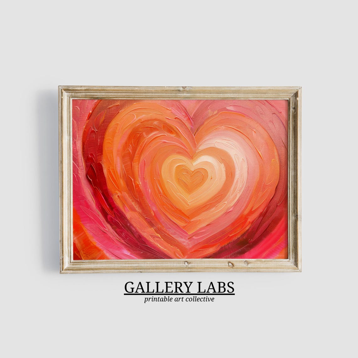 Pink Orange Layered Heart Abstract Textured Love Painting Wall Poster