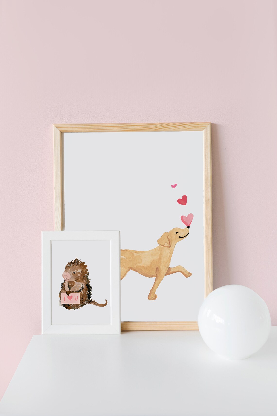 Golden Retriever Valentine Art Print, Love Theme - Image 2