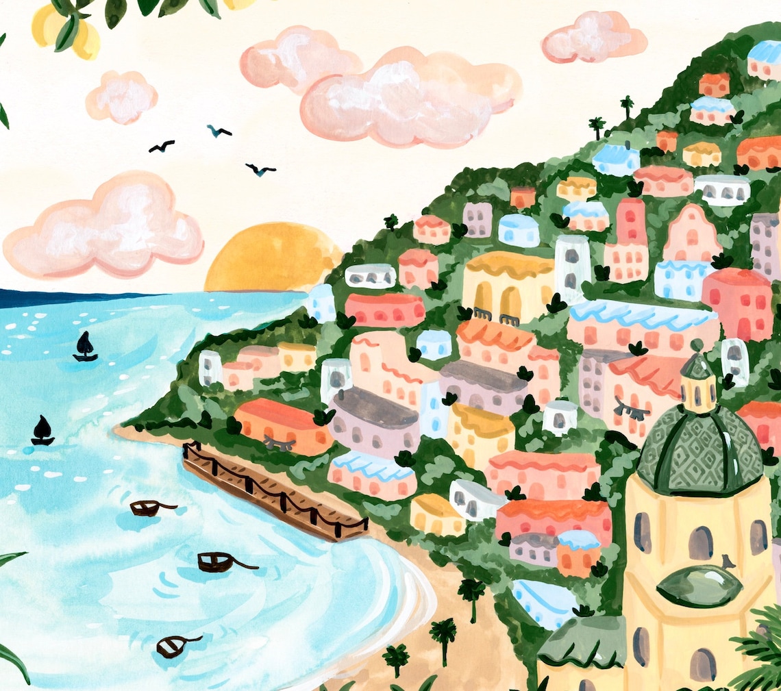 Amalfi Coast Positano Beach Travel Poster - Image 4