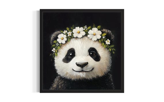 Panda Nursery Animal Poster Art Print Living Room Wall Original Painting Artwork Decor