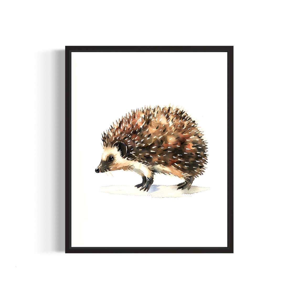 Sweet Hedgehog Nestled Among Delicate Blossoms Watercolor Poster