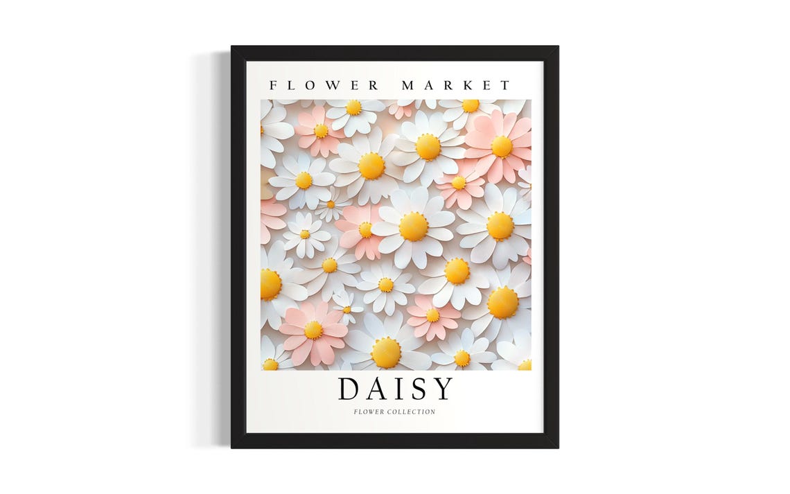 White Daisy Blossom Flower Market Collection 3D Paper Botanical Poster