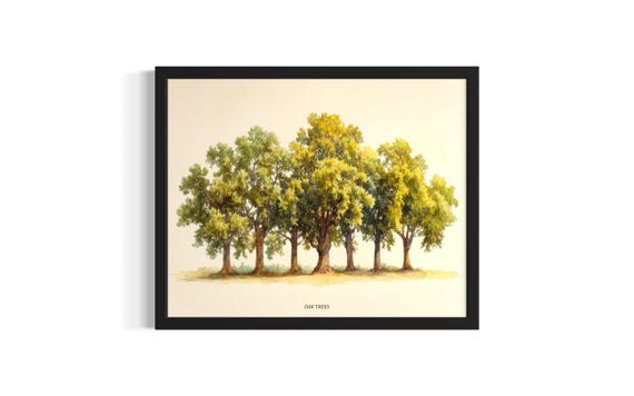 Oak Trees Poster Art Print Living Room Wall Original Painting Artwork Decor