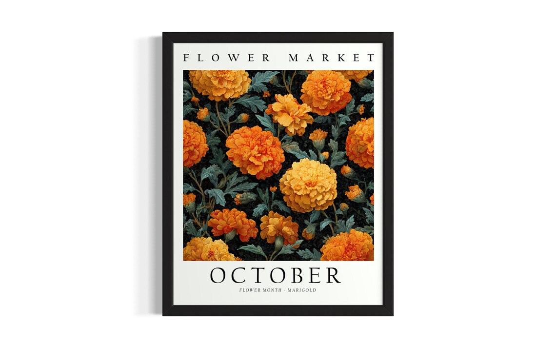 Flower Market October Marigold Birth Month Flower Art Poster