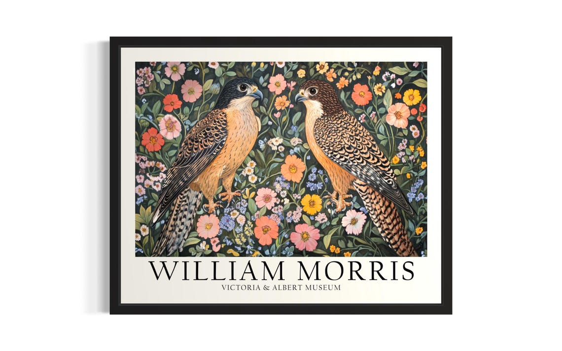 William Morris Kestrel Pair In Wildflower Meadow Museum Art Poster