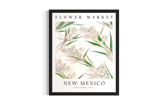 New Mexico State Flower Market Poster Art Print Living Room Wall Original Painting Artwork Decor