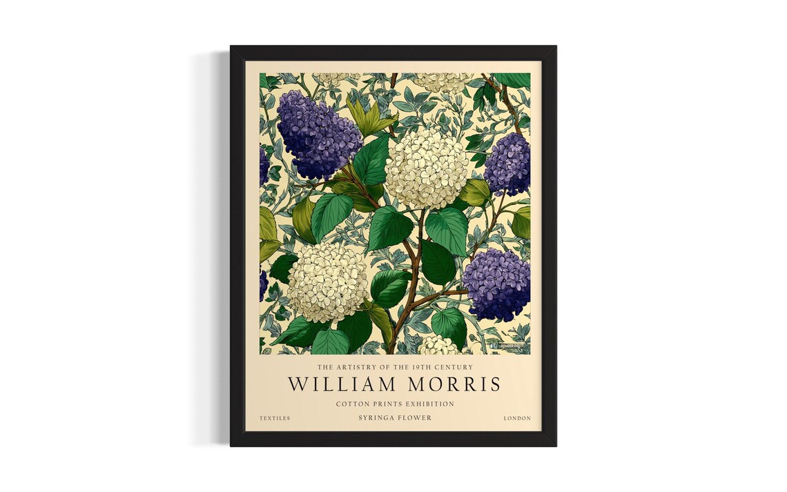 William Morris Syringa Flower Vintage Botanical Floral Art Poster