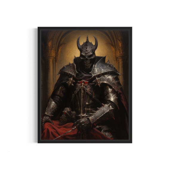 Evil Knight Art Print Vintage Gothic Wall Art Painting Decor Photo