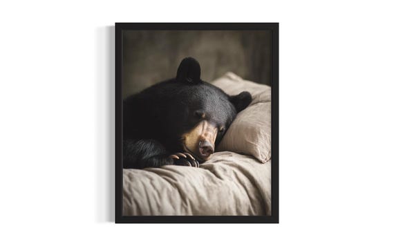 Black Bear Animal Bedroom Poster Art Print Wall Original Painting Artwork Decor